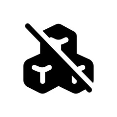 Icon depicting a black honeycomb structure with a white line diagonally across it symbolizing restriction