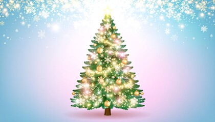 Sparkling Christmas Tree on Pastel Background