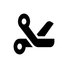 Illustration of a pair of black scissors with circular finger holes and angled blades on a white background