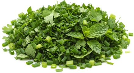 Obraz premium Fresh Chopped Cilantro Mint and Chives