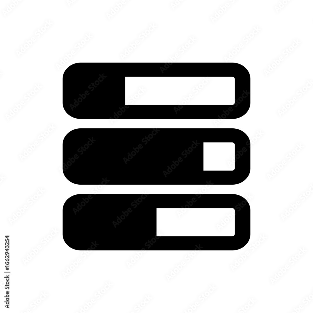 Poster black menu icon with three horizontal bars and rounded corners representing a navigation interface e
