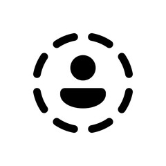 Two abstract figures depicted with rounded shapes in solid black against a white background design element