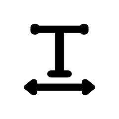 Illustration of a black vertical line with circles and a horizontal arrow on a white background art work