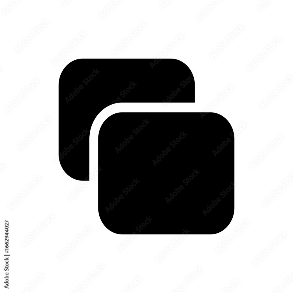 Poster two overlapping black rounded rectangles with a white outline on a white background in a simple desi