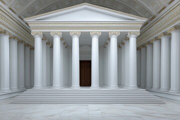 Obraz premium Grand interior of an opulent classical building featuring tall white columns intricate gilded details and a majestic entrance that represents tradition and architectural elegance