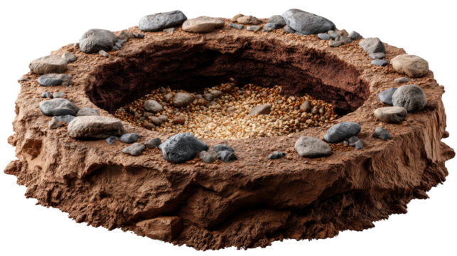   
The Earth's Embrace: A detailed cross-section reveals layers of soil and stone, with natural, earthy textures. This visual serves as a metaphor for growth, strength.