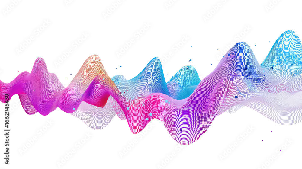 Poster abstract wave: a vibrant, undulating wave of color dances across the canvas, rendered with a photore