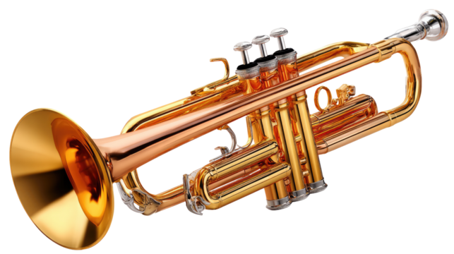 Golden Trumpet: A gleaming brass trumpet, radiating elegance and ready to bring forth harmonious sound, a symbol of musical artistry.