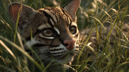 Fototapeta premium ocelot in grass