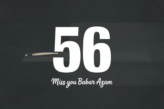 Stylish sports graphic celebrating Babar Azam, a tribute with a cricket bat and the number 56, perfect for fan merchandise and social media content