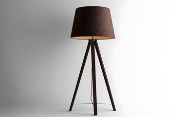Modern Tripod Floor Lamp with Brown Fabric Shade