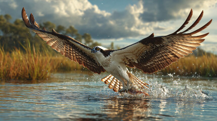 osprey catching fish