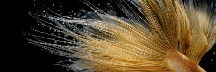 Fototapeta premium Golden betta fish fins flowing gracefully underwater