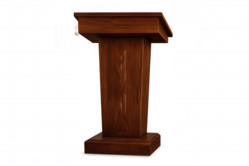 Classic wooden podium isolated on transparent background, ready for presentations, speeches, and conferences