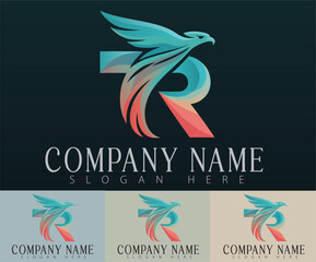 Fototapeta premium Logo design concept featuring an abstract falcon emblem that seamlessly integrates the letters TR.