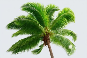 Obraz premium Lush palm tree soaring against a serene background capturing the essence of tropical paradise enhancing the tranquility of nature and inviting warm daydreams captured with clarity