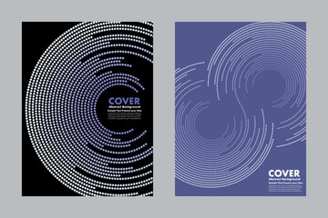 Vector abstract background with circular dot patterns forming infinite loop, creating a futuristic rhythm and flow. Perfect for covers, digital artwork and modern design.
