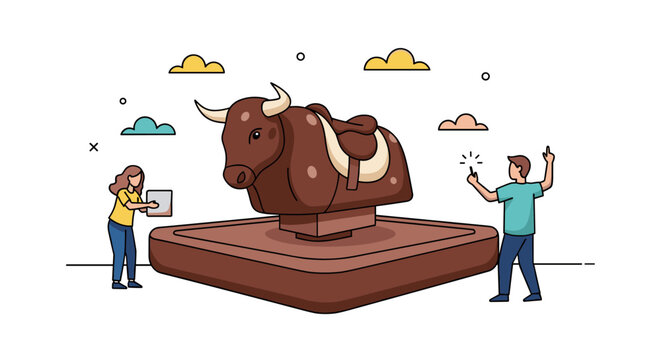 People enjoying a mechanical bull ride experience at an outdoor event or festival