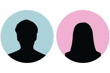 Set of twelve silhouette profile avatar default photo placeholder, male and female, in uniform minimalist grey tones. Set man and woman head icon silhouette. Male and female avatar profile sign, face 