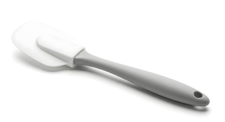 Fototapeta premium white silicone spatula with gray handle on background