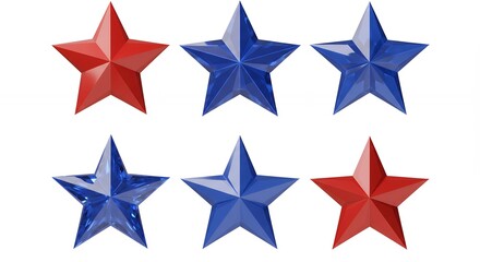 Red and blue stars on white background