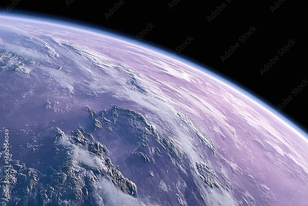Poster captivating aerial perspective of earth showcasing unique topography and atmospheric layers highligh