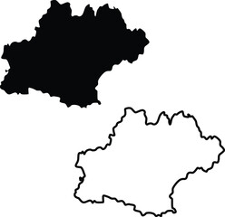 Map of Hauts de France Silhouette Flat and Outline Design