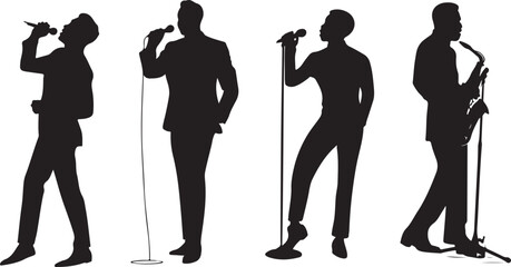 Vector silhouette of a woman among people.