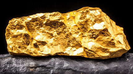 Raw rare earth mineral crystals on the weathered crust of yellow brown granite exhibit metallic...