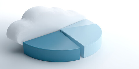 Layered pie chart with cloud segments in blue tones