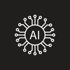 Ai icon circle ai icon on black background