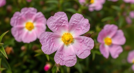 Fototapeta premium Pink Rockrose Flowers Closeup