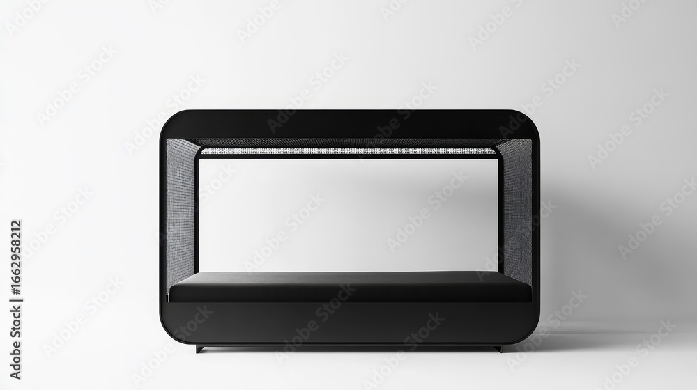 Poster Modern Minimalist Black Bench with Open Design and Mesh Details