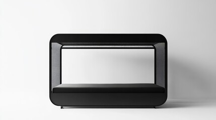 Modern Minimalist Black Bench with Open Design and Mesh Details