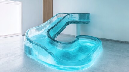 Futuristic Indoor Water Slide Design in Bright Modern Space