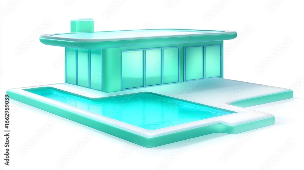 Aufkleber modern minimalist house with pool and stylish architecture elements