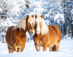 Two horses in a snowy forest (1)