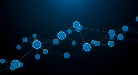 Enthralling interplay of radiant blue nodes connected by ethereal lines in a seamless digital space enhancing the