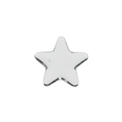 Miniature, translucent, star-shaped plastic charm on transparent background, perfectly finished, diffused light, macro close-up, clean product photography concept