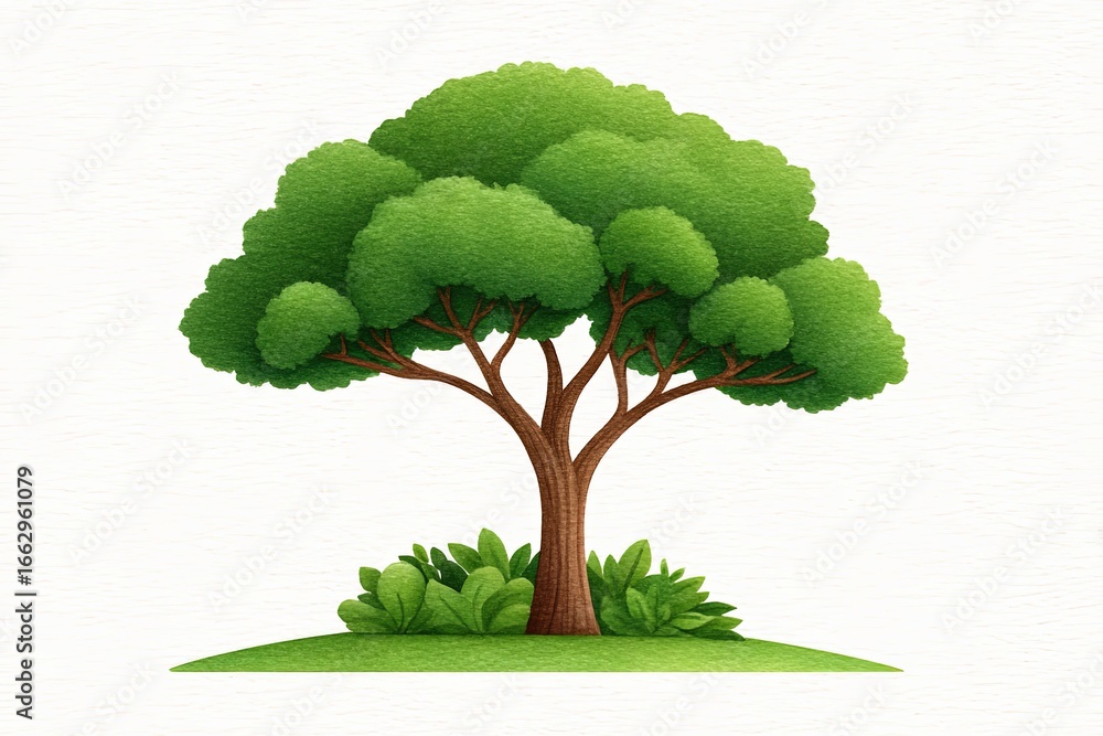 Poster lush green tree with vibrant foliage and intricate branches capturing nature's essence in a harmonio