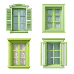 Fototapeta premium 3D Vector Illustration of Four Light Green Windows