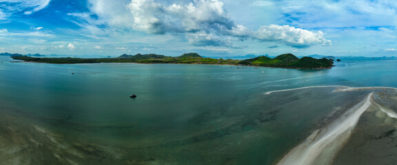 Aerial view panorama landscape nature view in sunset or sunrise sky background
