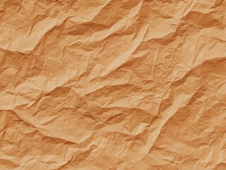 Minimalist crumpled kraft paper texture, wrinkled surface with faint shadow folds, muted burnt orange tone, seamless