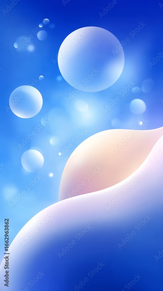 Poster vibrant blue aquatic background with countless shimmering bubbles floating upwards a serene and abst