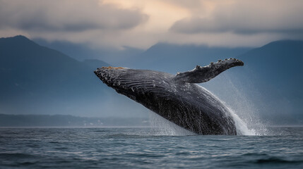 Fototapeta premium humpback whale Breaching Ocean Surface