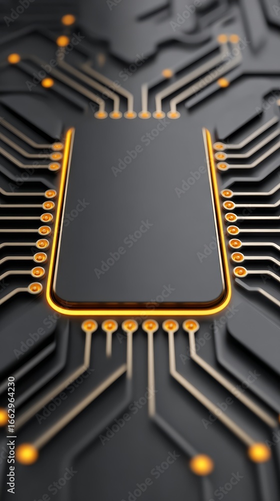 Poster golden pathways and intricate connections on a dark electronic circuit board a macro view of sophist