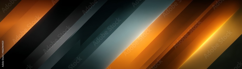 Poster Dynamic abstract background featuring a modern geometric pattern with vibrant orange and bold black diagonal stripes creating a visually striking and energetic artistic composition.