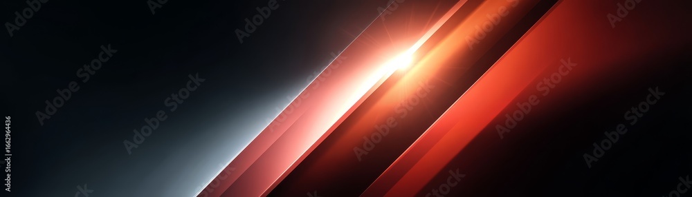 Poster dramatic abstract visual featuring a bold crimson red and deep jet black background with a central r