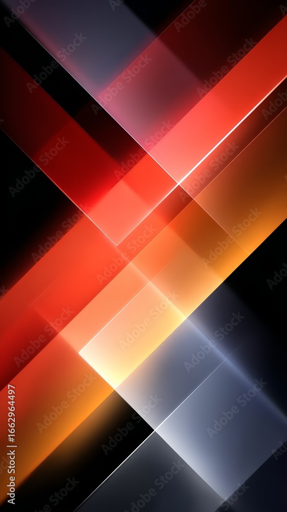 Poster abstract geometric design featuring a dynamic diagonal pattern with bold red and black stripes creat