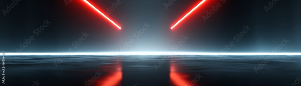 Poster ethereal crimson radiance breaking through a vast shadowy expanse casting a dramatic and mysterious 